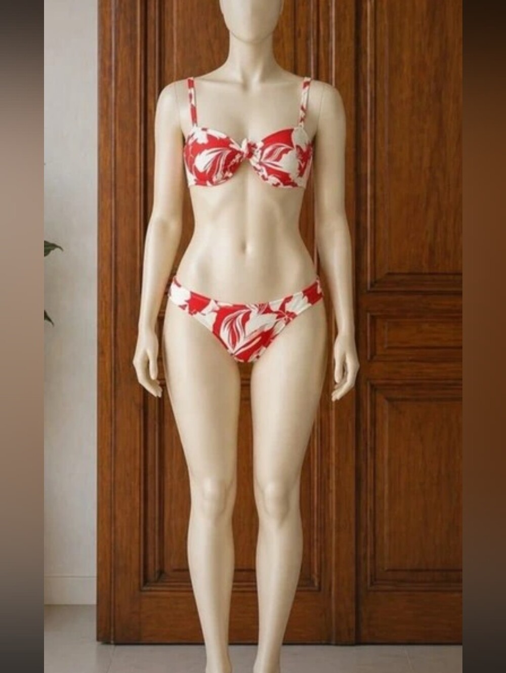 Shade & Shore Red and White Floral Bikini Two-Piece
